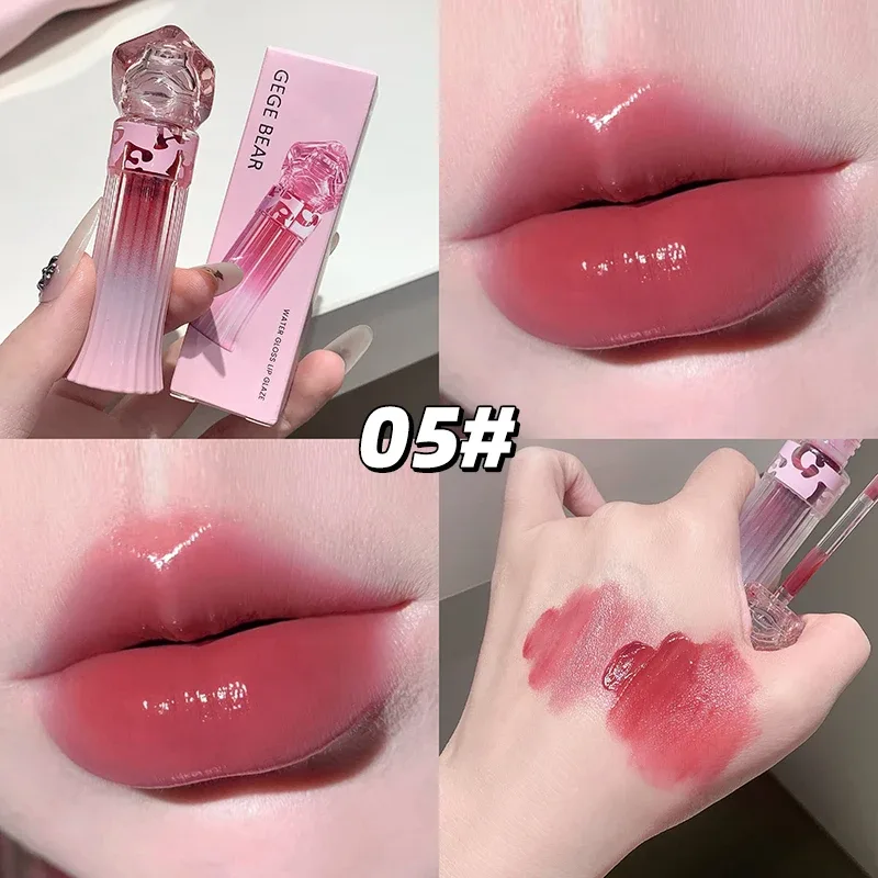 Gege Bear – ensemble de rouge à lèvres léger à l'eau, brillant à lèvres miroir, hydratant, longue durée, cadeau pour amoureux