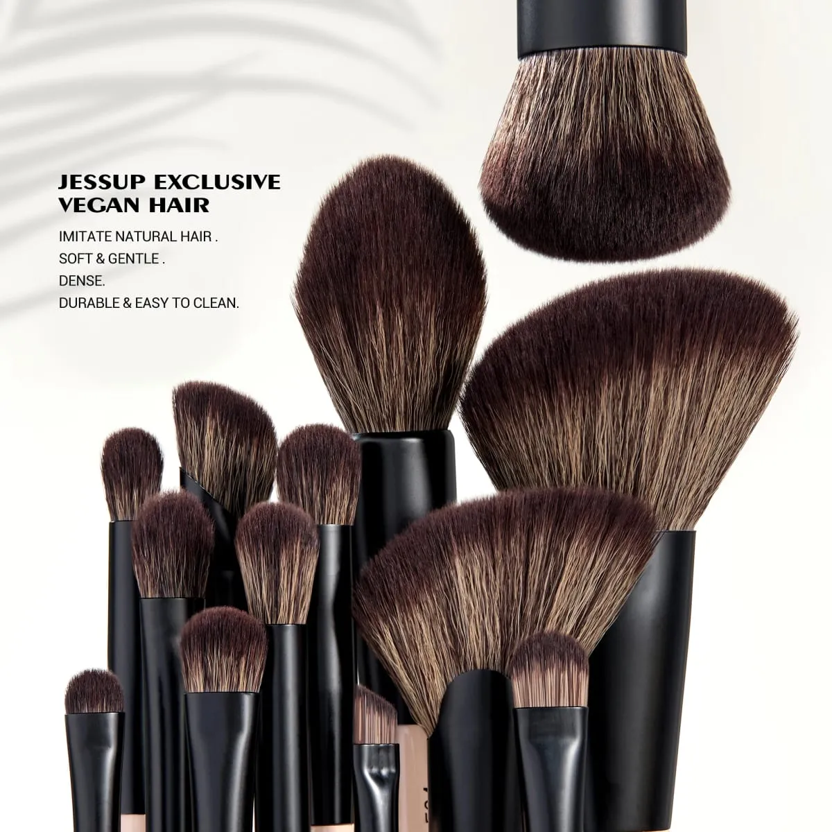Jessup Set di pennelli per trucco 3/5/7 pezzi Pennello per trucco a doppia faccia Fondotinta Ombretto in polvere Miscela di polvere di pesca cruelty-free T600 — image 2