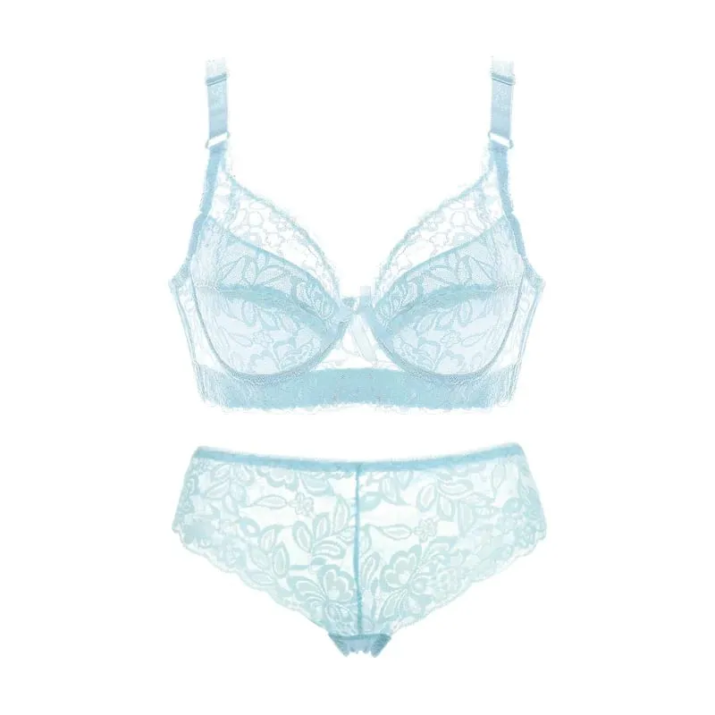 Sexy Bras Set Lace Panty Thin Brief Plus Size Women's Bralette Set Push Up Brassiere Girl Top BH Lingerie Intimates BCD 42 44 46 — image 4