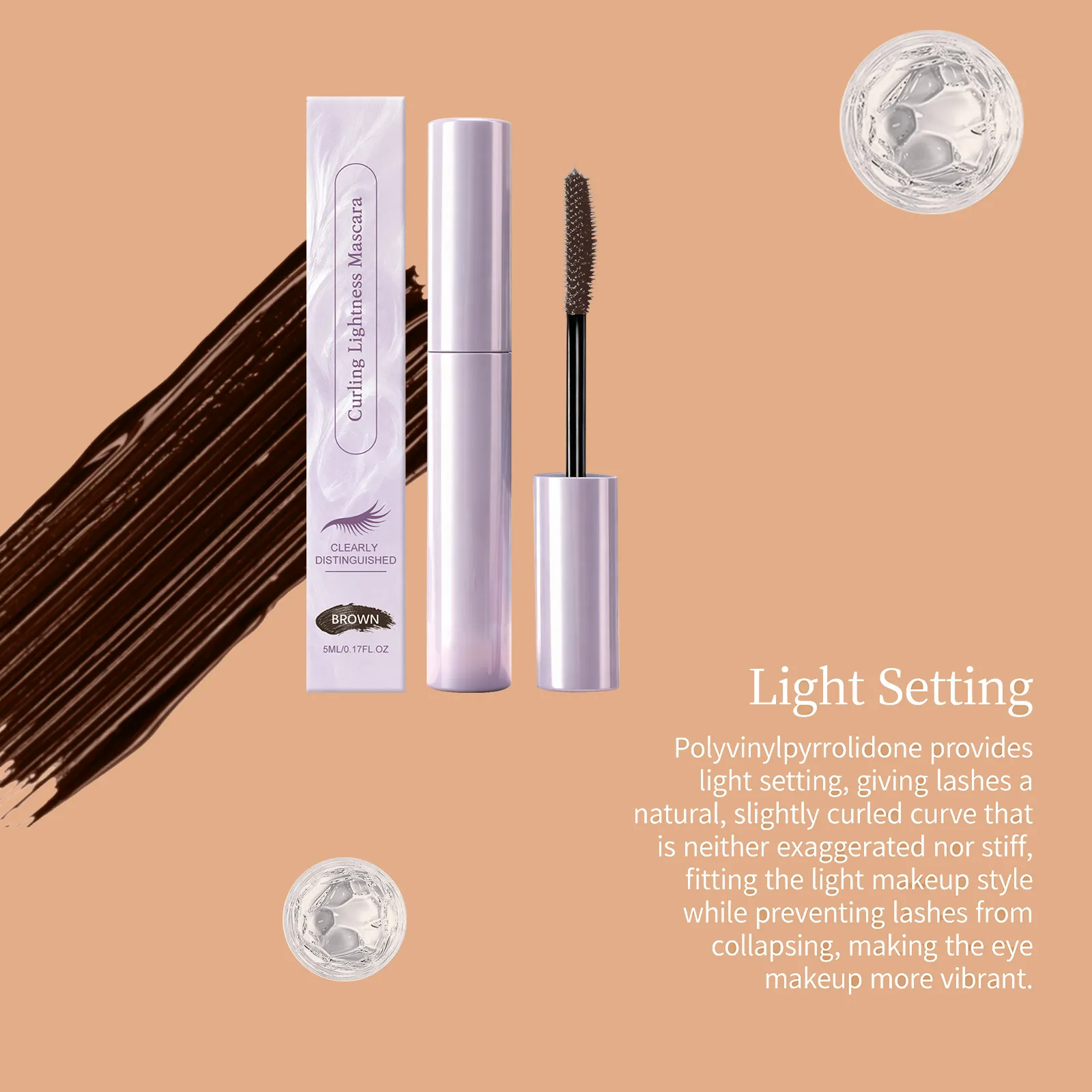 Crema mascara incurvante Mascara allungante 3D Stereo impermeabile e resistente al sudore Mascara allungante marrone nero ad asciugatura rapida Trucco occhi — image 5