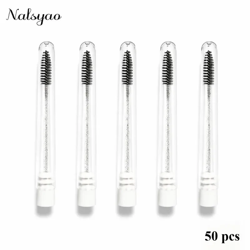 일회용 마스카라 완드 눈썹 브러시 애플리케이터 속눈썹 브러쉬 50pcs 속눈썹 연장 용 재사용 가능한 속눈썹 브러시 튜브