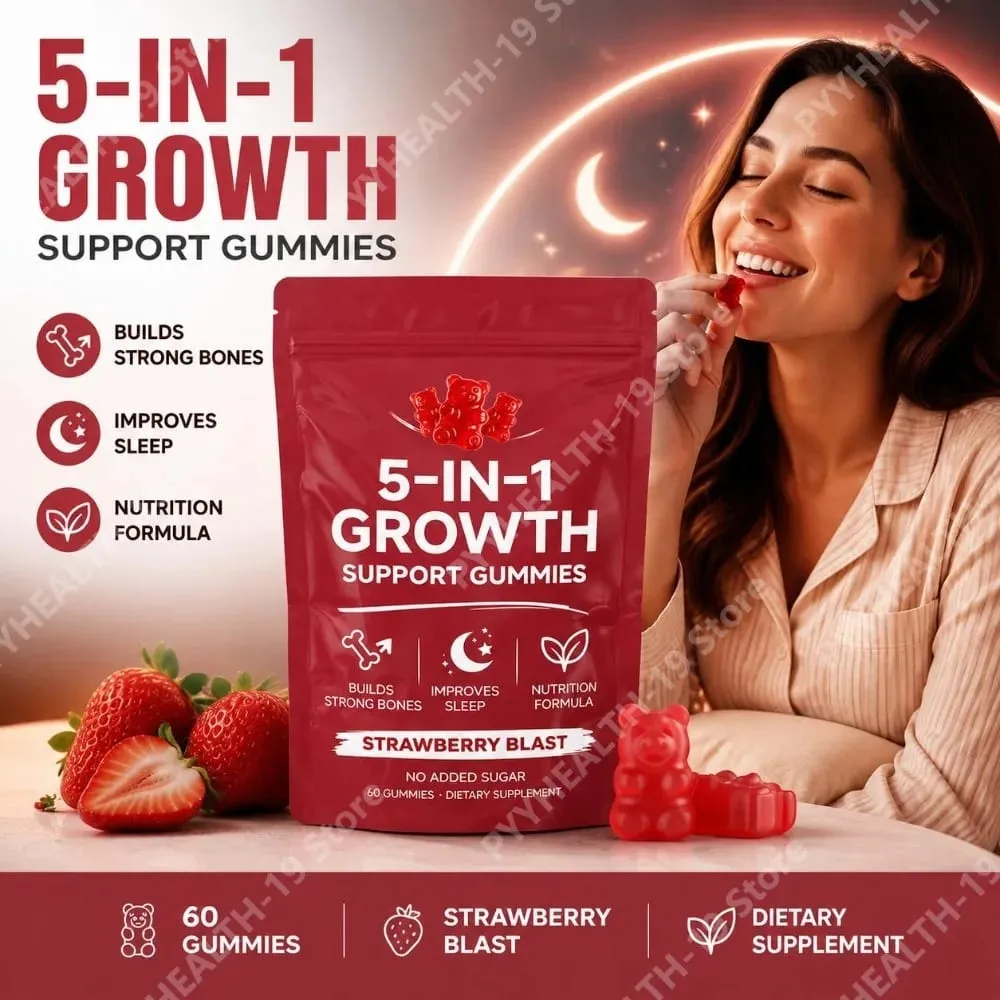 Gummies nutritionnelles avec vitamine K2 D3 Calcium et magnésium pour la santé des os et la relaxation Soutien au bien-être du sommeil Adultes 60 Gummies — image 2