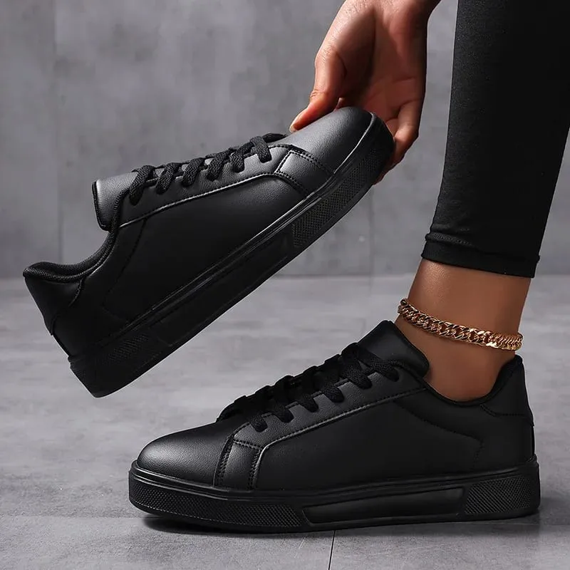 Herresko Hvide sneakers PU-læder Solid Mænd Fritidssko Letvægts Bløde Damer Vulkaniserede Sko Par Snøreløbesko — image 6