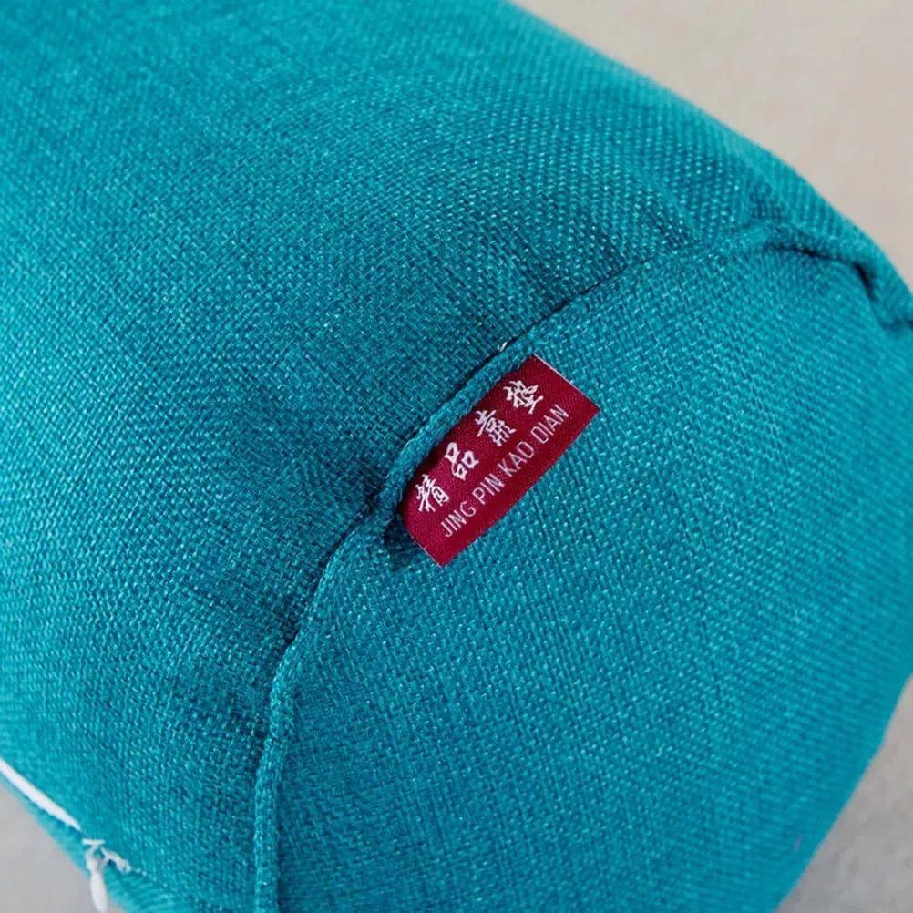 Coussin en tissu en forme de cylindre en lin, coussin de taille longue, doux et confortable, traversin bleu paon, pour la maison et le bureau, 1 pièce — image 7
