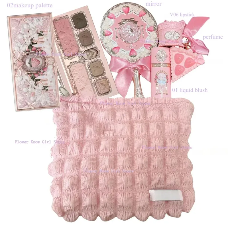 Flower Know Strawberry Cupid Collection Makeup Kit Kompletní sada profesionálních obličejových paletek s očními stíny na rty s tuhými parfémy — image 2