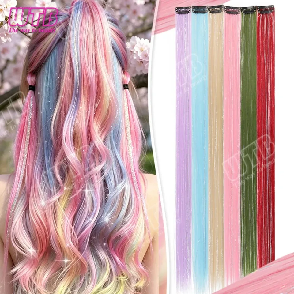60cm Synthetic Wig BB Clip Style Colored Hair Extension with Laser Wire Suitable for Women Girls to Wear at Holidays and Parties — image 2