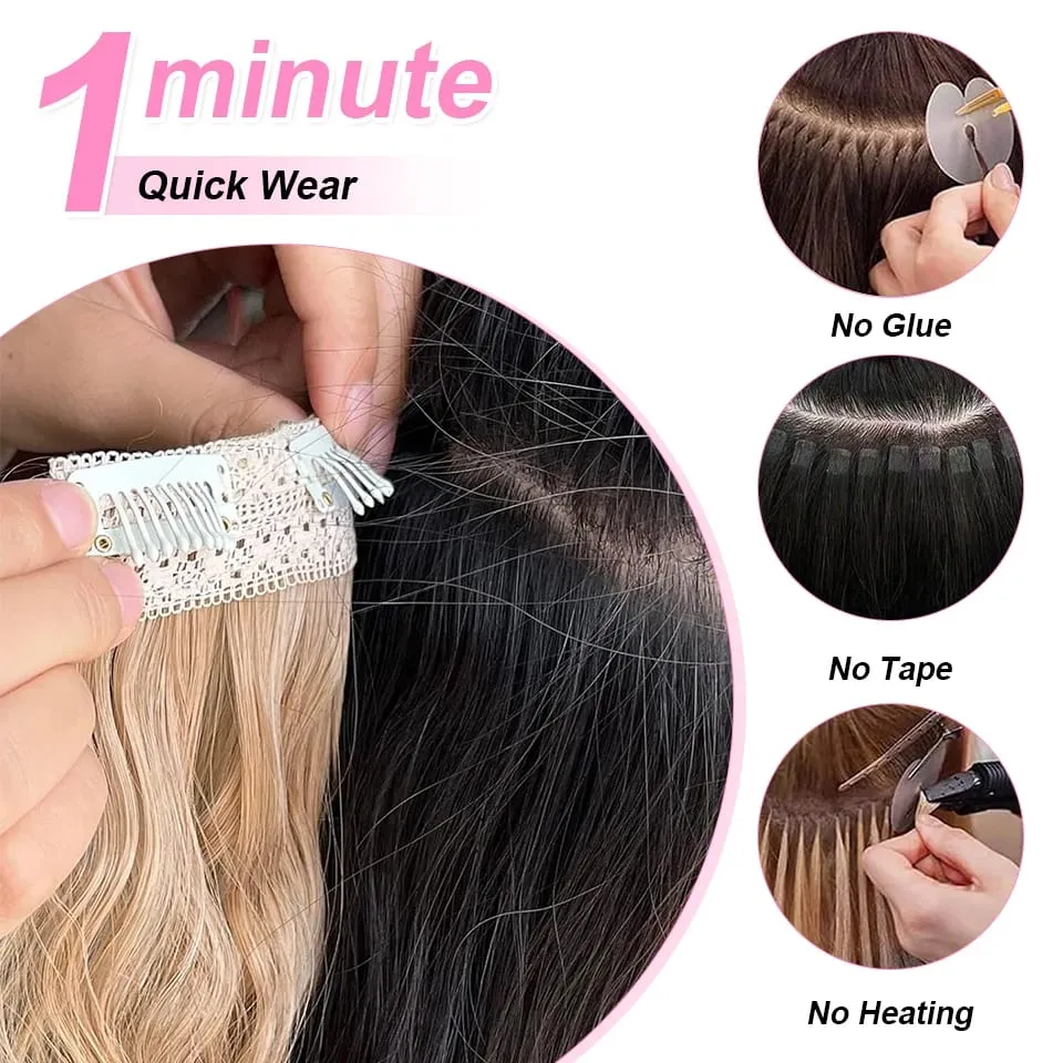 4pcs / set clip dans les extensions de cheveux naturel noir maïs ondulé 20 '' longs bouclés épais postiches synthétiques pour femmes filles fête quotidienne — image 6