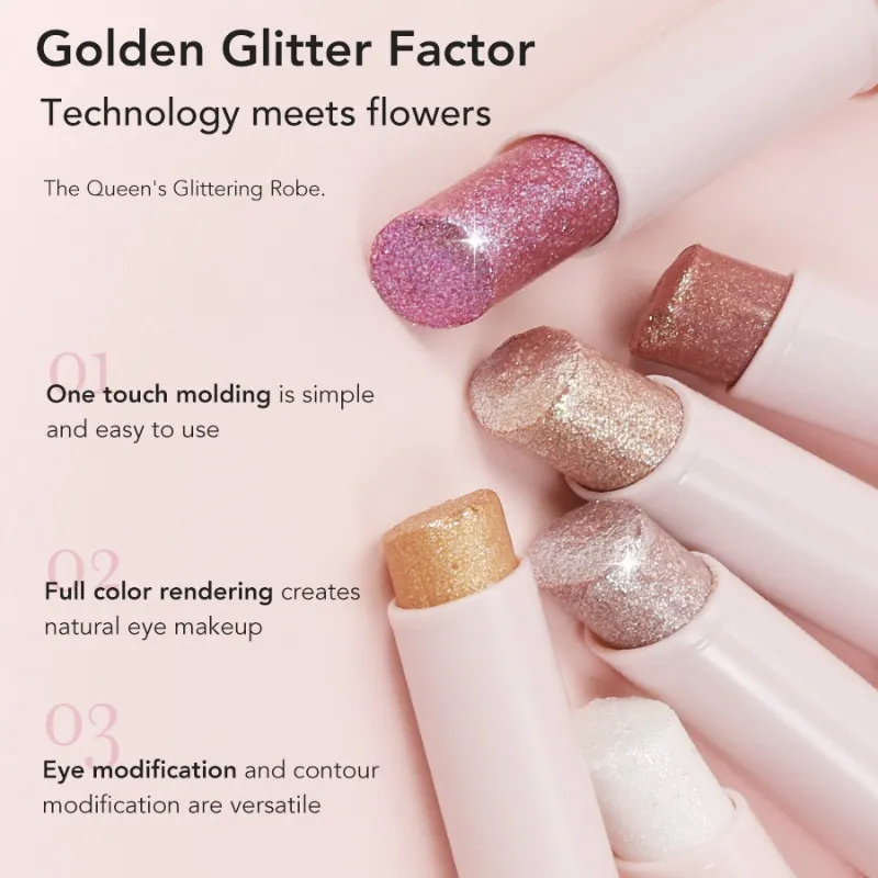 Jelly Eyeshadow Stick Holographic Pearl Shimmer and Delicate Glitter for Eye Brightening Long-Lasting Eyeshadow Highlight Stick — image 4