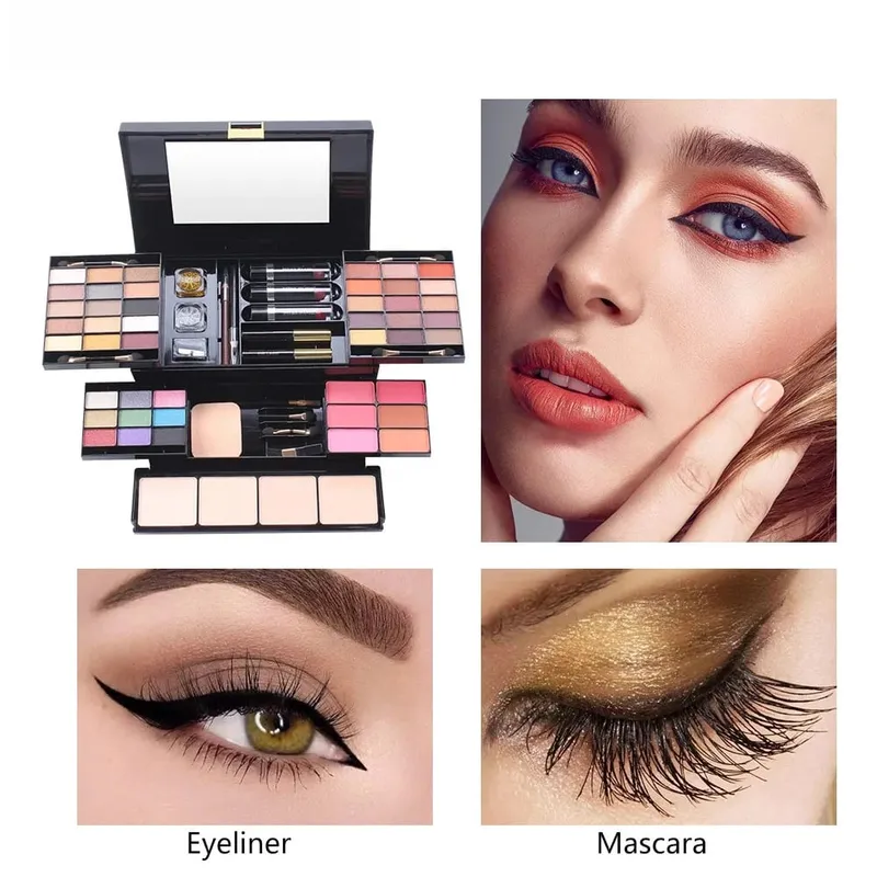 56 Buah Kit Pemula Rias Wajah Profesional dengan Kotak Rias Set Kado Kecantikan Liburan Kit Lengkap Kosmetik Pemula untuk Wanita — image 3