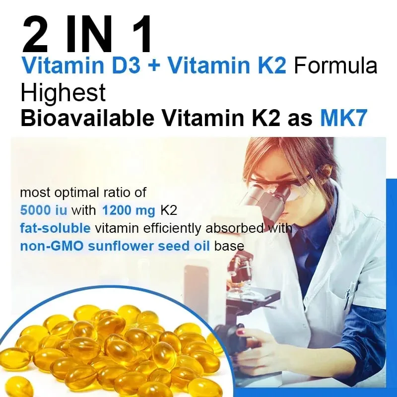 Vitamin D3 & K2 | Dukungan Kesehatan Tulang & Kardiovaskular Dukungan Sistem Kekebalan Tubuh 120 Kapsul — image 5