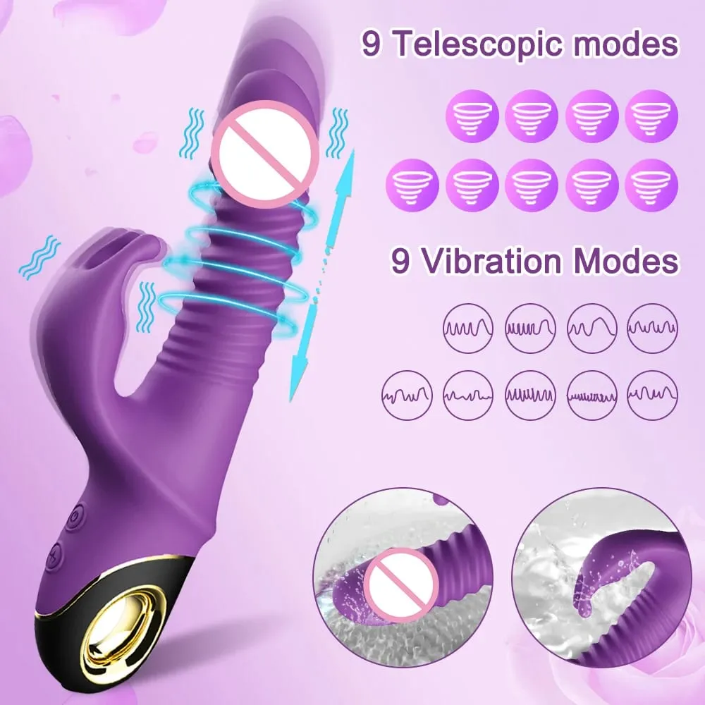2022 kaninchen Schub Vibrator Automatische Teleskop G-Punkt Klitoris Stimulator Weibliche Masturbation Sex Spielzeug Für Frauen Erwachsene — image 3