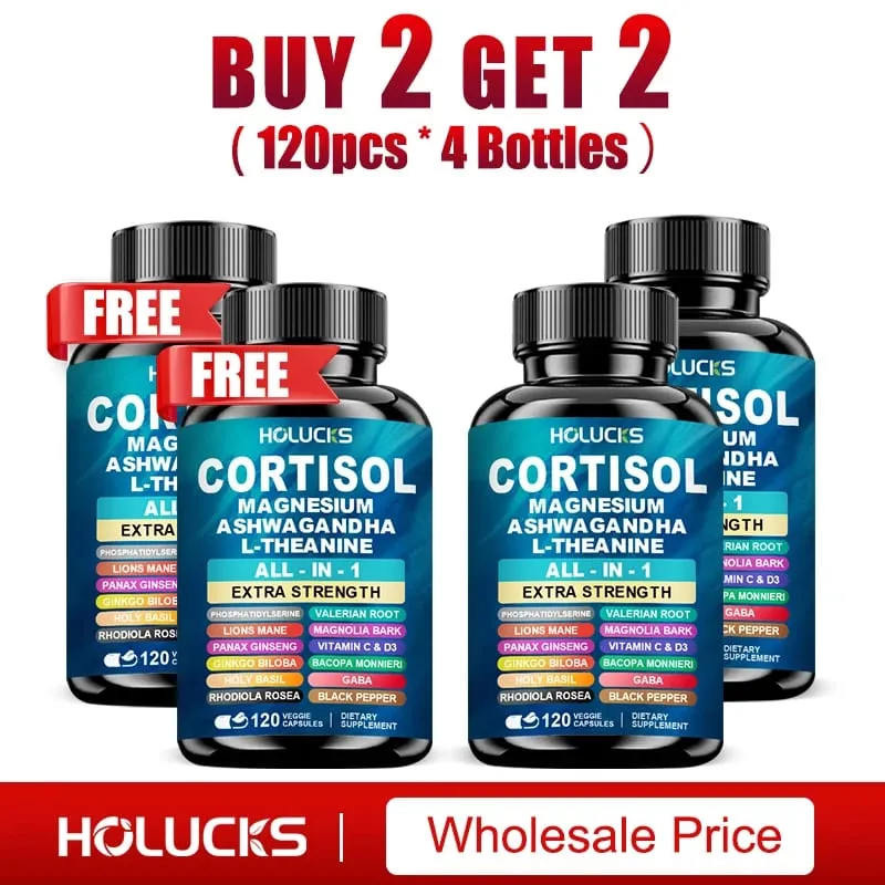 Buy 1 Get 1 Free! Premium Cortisol Capsules Support Balances Hormones Reduces Hot Flashes & Promotes Restful Sleep Non-GMO