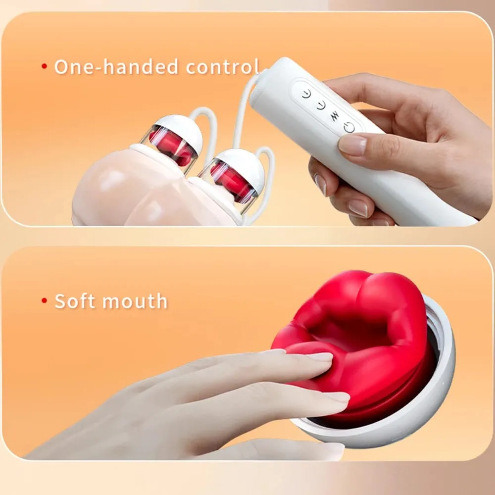 Gierige Doppelbecher-Saugnapf-Vibrations-Milchpumpe, Brustmassagegerät, Brustmasturbator, Nippellecken, Saugnapf, Sexspielzeug für Erwachsene — image 6