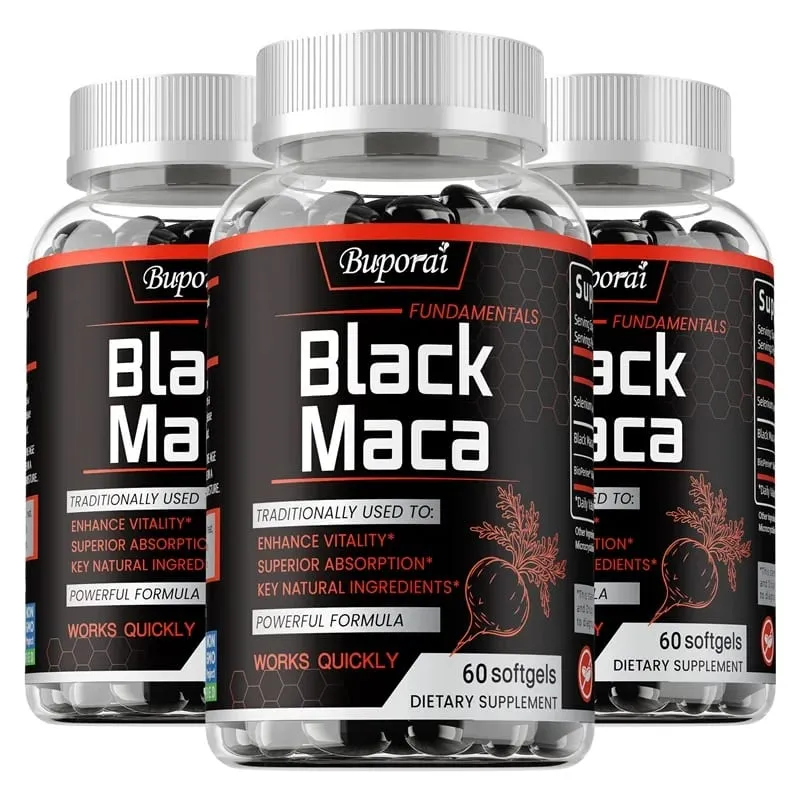 Black Maca Supplement - Increases Muscle Mass Endurance and Vitality and Promotes Hormonal Balance Relieve Fatigue