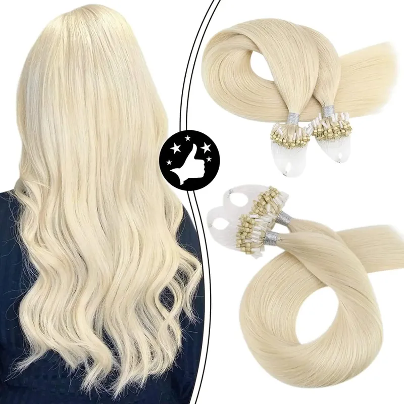 Moresoo Micro Link-Haarverlängerungen, Echthaar, Mikro-Loop-Haar, Kaltfusion, 50 g, unsichtbares brasilianisches vorgebundenes Remy-Mikroring-Haar — image 18