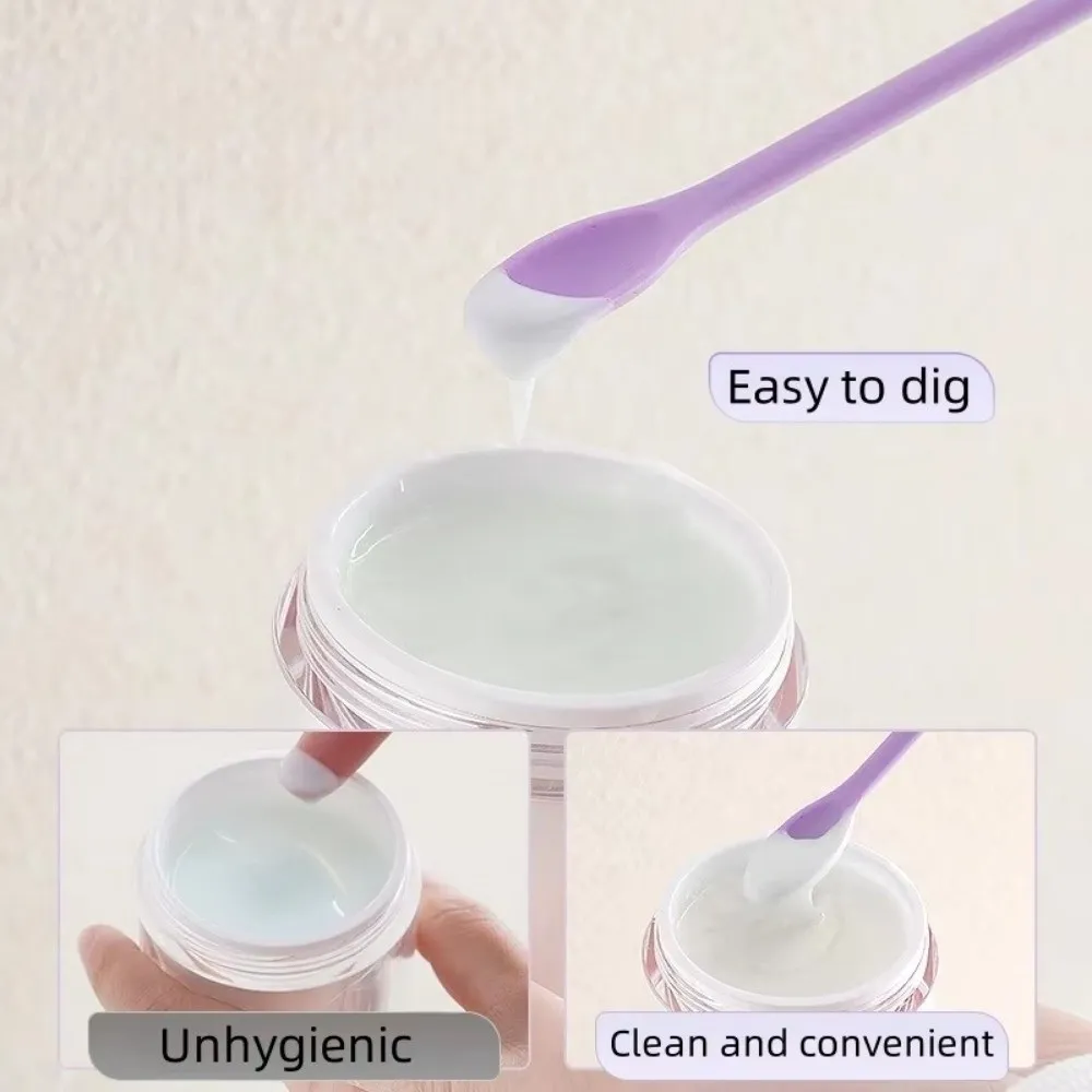 3pcs Pengikis Silikon Mini Mudah Alih Berus Topeng Muka Berus Dua Kepala Dipanjangkan Sudu Penggali Kosmetik Lembut Set Berus Solek — image 2