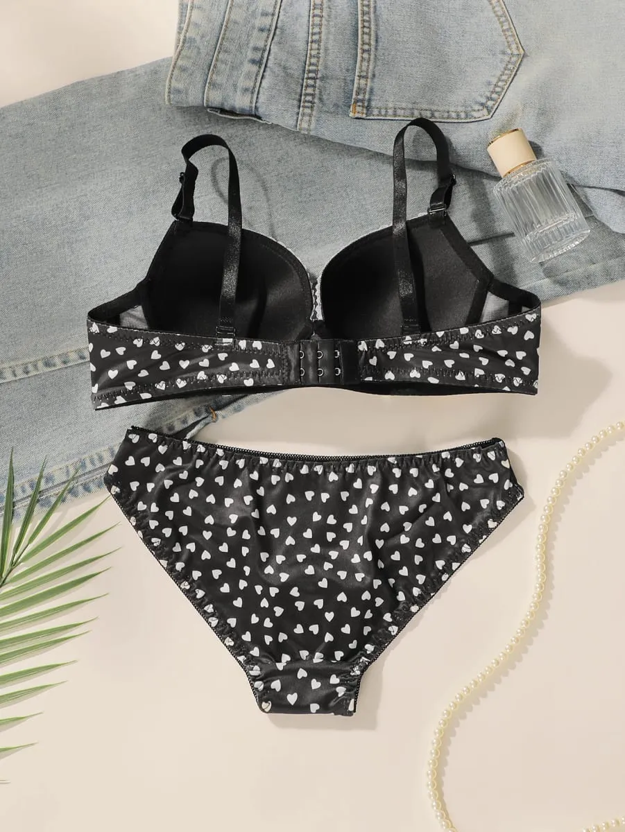 Hot selling 2 sexy printed pattern bras na may mga nakalap na push up adjustable shoulder strap underwear set A3122 — image 2