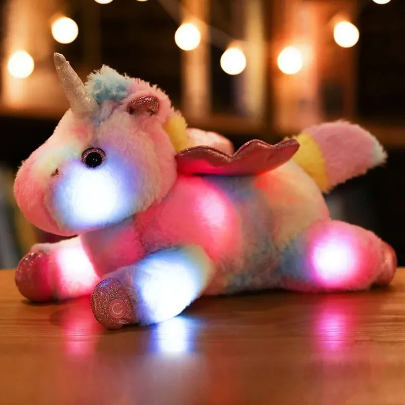 38cm kreativní hračka Světelný polštář Měkký vycpaný plyš svítící Jednorožec Polštář Led Light Hračky Dárek pro děti Děti Dívky — image 5
