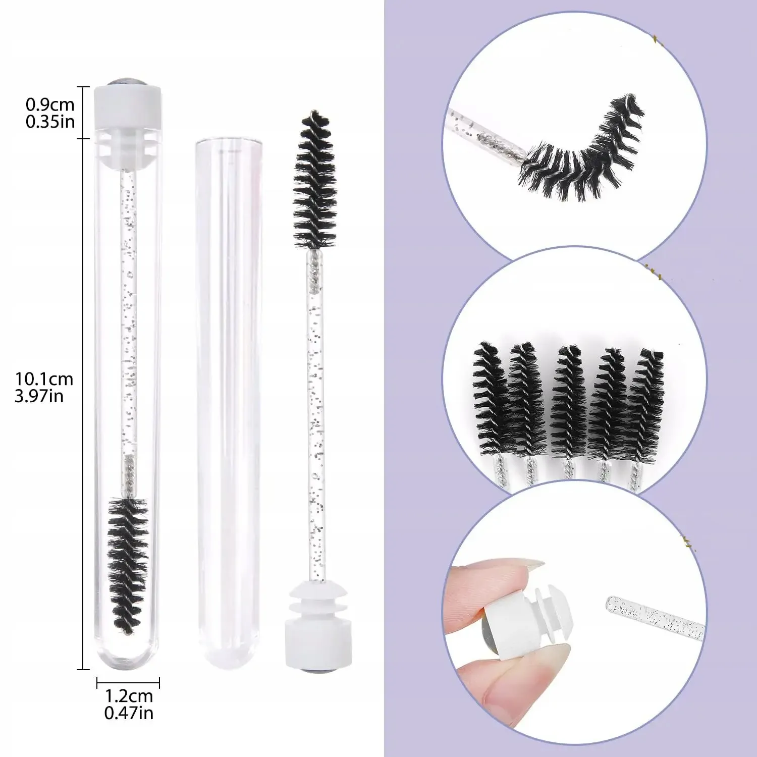 แปรงขนตา 50pcs แปรงขนตาแบบใช้ซ้ำได้หลอดสำหรับขนตามาสคาร่าแบบใช้แล้วทิ้ง Wands Eyebrow Brush Applicator — image 6