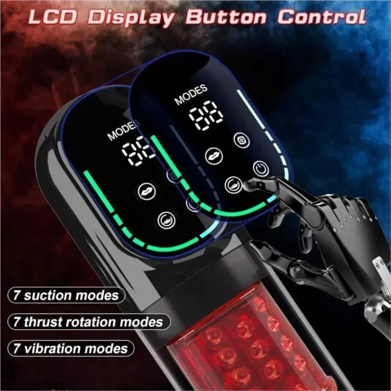 Aplikasi LED Otomatis Cangkir Masturbasi Pria 7 Mengisap Berputar Menjilati Mode Menyodorkan Mainan Seks Stroker untuk Pria Simulator Sepong — image 2