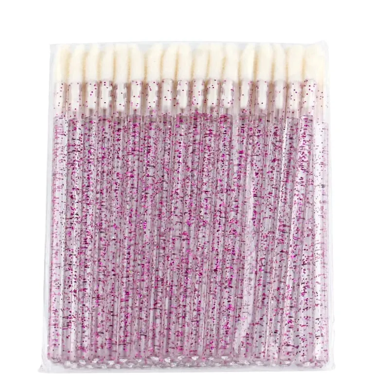 50 Stücke Lippenpinsel Kristall Wimpernverlängerung Pinsel Mascara Applikator Lippenstift Zauberstäbe Set Frauen Make-Up Pinsel Werkzeuge