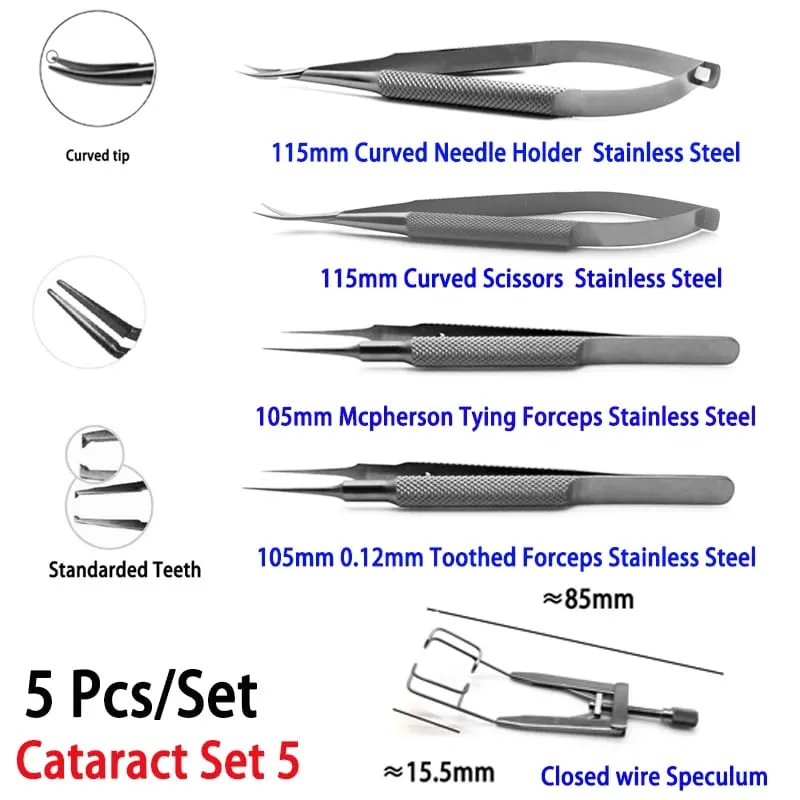 Ensemble de cataracte à usage Non médical, pincettes porte-aiguilles 4 pièces/ensemble outils de réparation ménagers Hi Eye — image 6