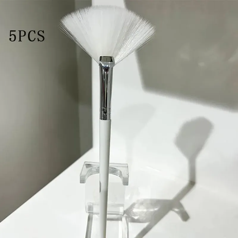 5 ชิ้นแปรงพัดลมแปรงหน้าแปรงแต่งหน้านุ่มเครื่องสำอาง Applicator เครื่องมือด้ามไม้และเส้นใยนุ่มสำหรับหน้ากากลอกไกลโคลิก — image 8