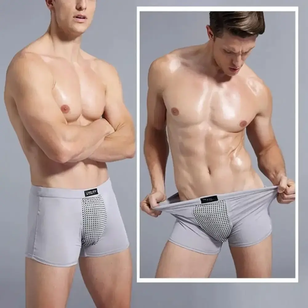 Boxer da uomo Assorbimento del sudore U Convesso Magnetico Biancheria intima fisiologica Massaggio Tinta unita Plus Size Mutande da uomo Abbigliamento interno Cl — image 14