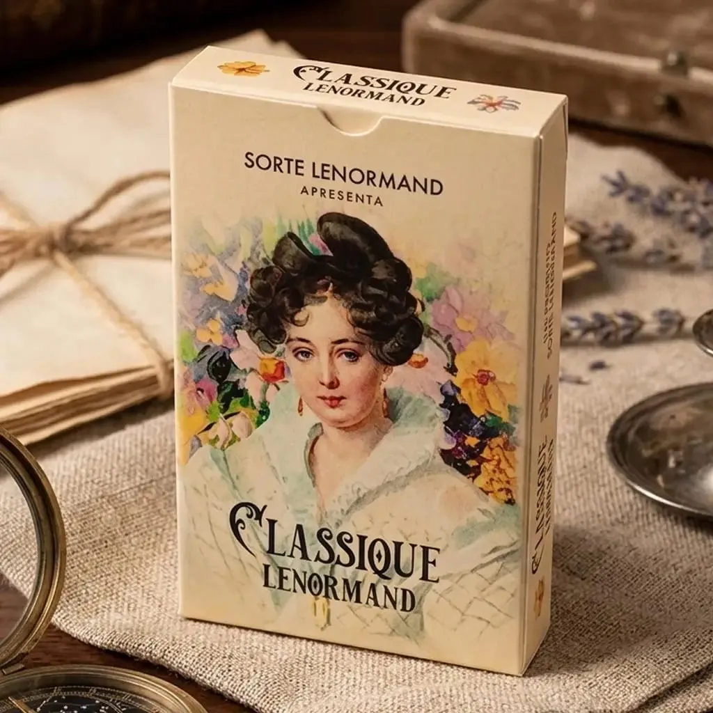 Classique Lenormand Talia 9*6cm - 37 kart wróżbiarskich w stylu vintage - Klasyczna edycja portugalska, podwójnie tłoczony karton