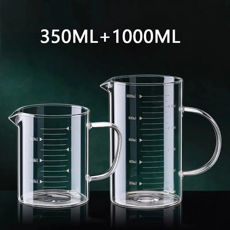 1/2 szt. Szklana miarka z uchwytem żaroodporna zlewka laboratoryjna kuchenna miarka do kawy i mleka 250/350/500/1000ml — image 15