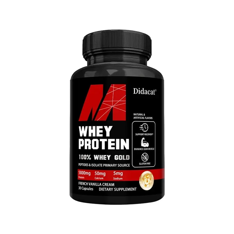Didacat Whey Protein Concentrate dengan 5000mg Protein Bebas Gluten & Bukan GMO Meningkatkan Imuniti dan Menyokong Pemulihan Selepas Senaman