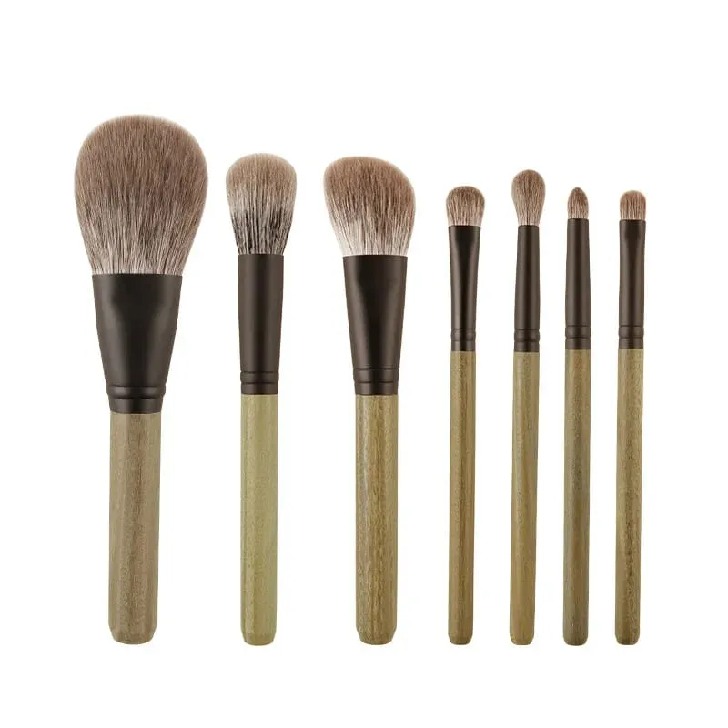 7pcs/set Fox hair Makeup brushes Set Powder Blusher Stippling Eyeshadow Detail Shadow Make up brushes Green Ebony Handle