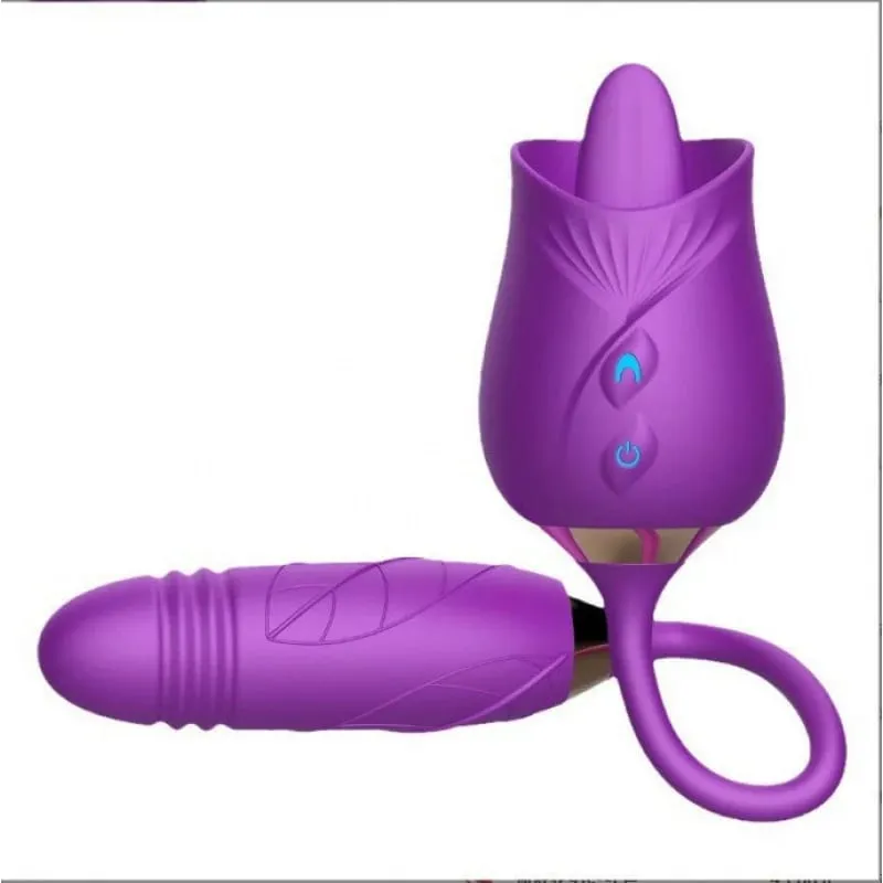 Penggetar Menjilat Mawar untuk Wanita Perangsang Kelentit Puting Pengurut Dildo Tujahan 2 dalam 1 Mainan Seks untuk Wanita Produk Seks Dewasa — image 9