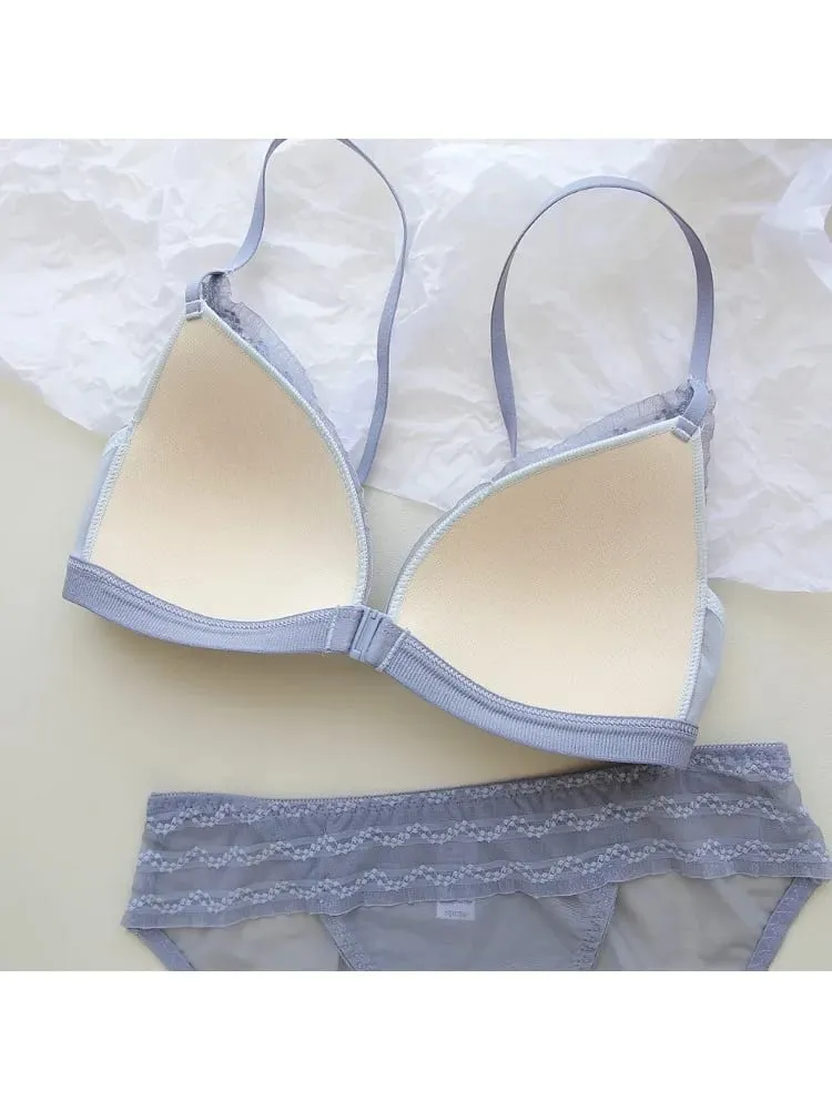 Push Up BH för små bröst - Fram Stäng Spets Bralette Trådlös Demi Triangel Cup Sexiga underkläder Tunna Demi Cup Small Chest — image 2
