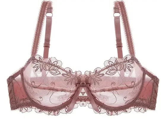 ผู้หญิงเซ็กซี่ Sheer ตาข่ายลูกไม้ชุดบาง Minimizer หน้าอกใหญ่ Bowknot Pure Desire ชุดชั้นใน Brassiere ชุดชั้นใน 34-40 BC — image 14
