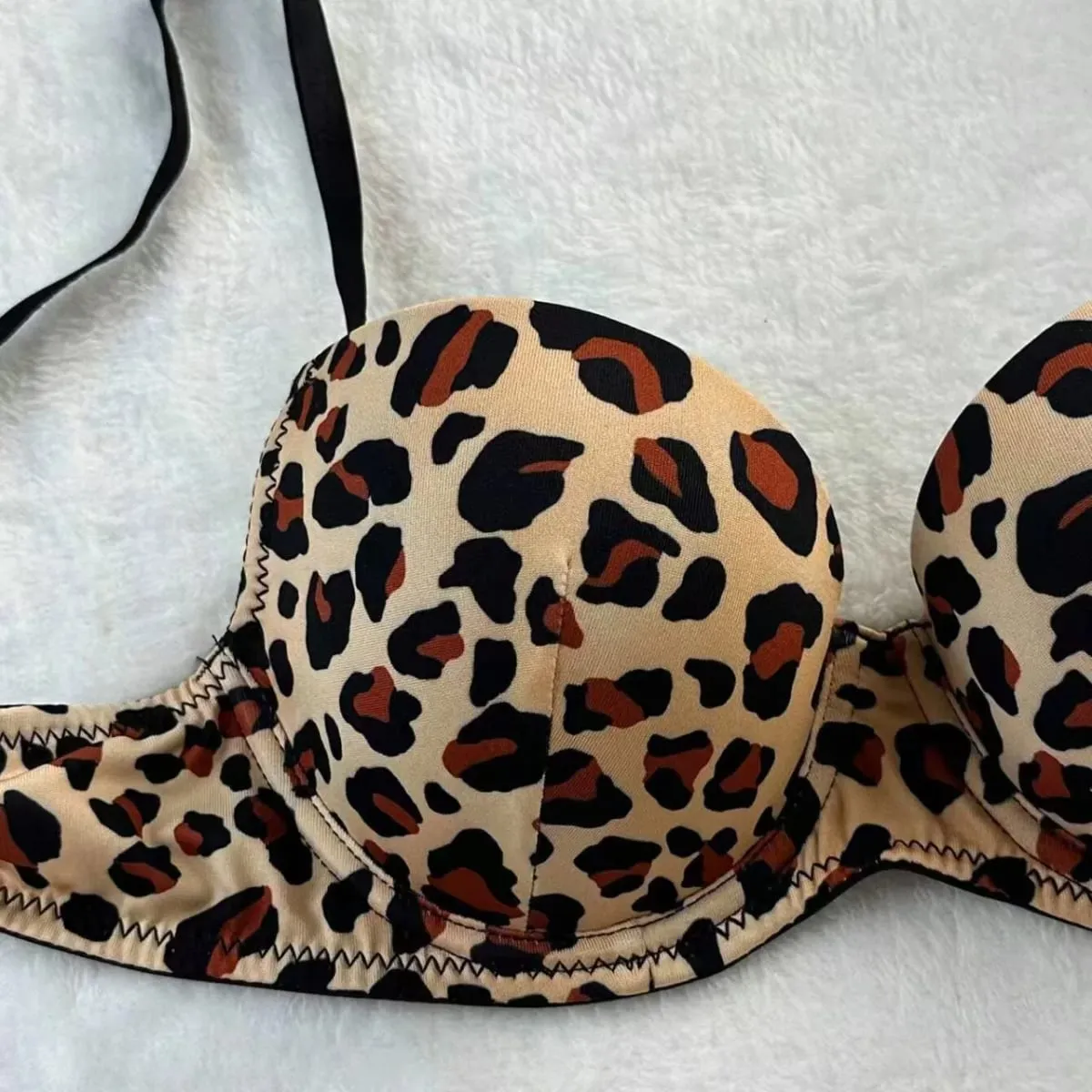 Sexy Leopard Print Bra And Panties Set Comfortable Push Up Lingerie Set — image 4