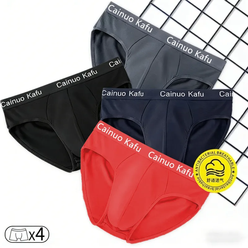 4 pièces/lot été hommes Triangle pantalon grande taille hommes sous-vêtements Sexy garçon confortable solide caleçons anti-champignons hommes culottes