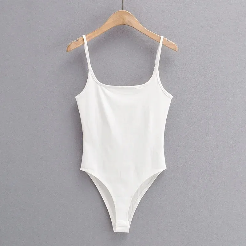 Sommarnyheter i butiken Ren färg Tunn Stretch Stickad Sling One-Piece Sexig Beach Style — image 8