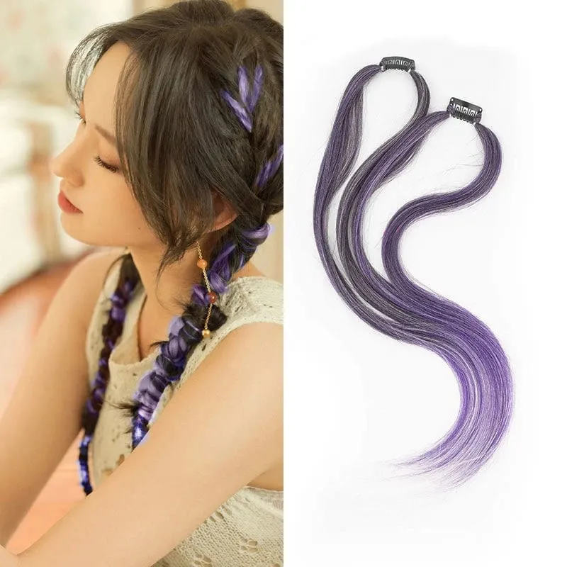 2PCS 60cm Synthetic Long Straight Hair Clips Rainbow Hair Extension Colored Red Green Blue Hairpiece for Women — image 14