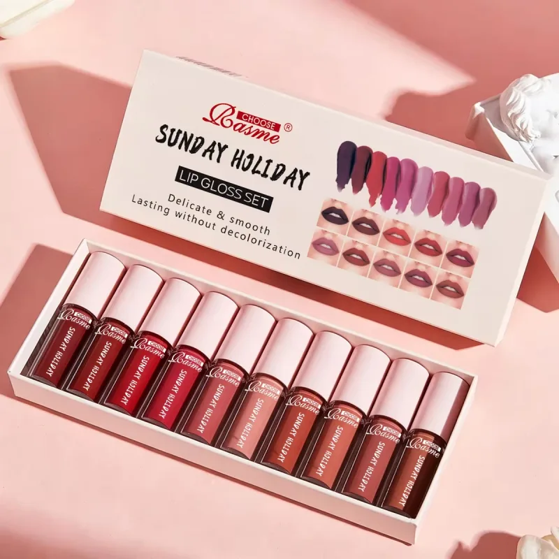 10 ชิ้น/เซ็ตวันหยุดวันอาทิตย์ Lip GLOSS Kit Matte Liquid ลิปสติก Long Lasting Waterproof Lip Tint เครื่องสำอางค์ขายส่งแต่งหน้า — image 6