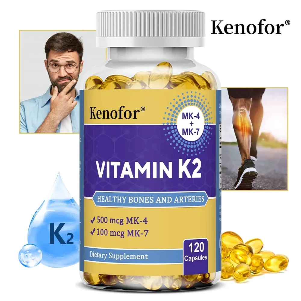 วิตามิน K2 แคปซูล - MK-4 & MK-7 สนับสนุนแคลเซียมการเผาผลาญกระดูกฟัน Joint & Cardiovascular Wellness Daily Immune Balance — image 2
