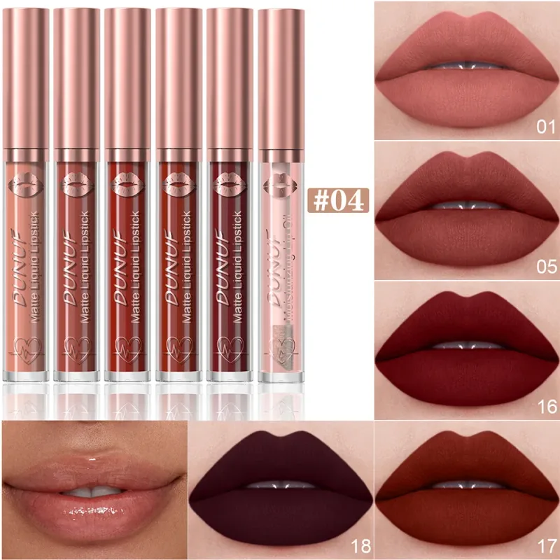 6 ชิ้น Velvet Matte Liquid ลิปสติกชุดกันน้ำ Long Lasting Nude Rose Red Lip Oil สำหรับความชื้นและ Shine — image 10