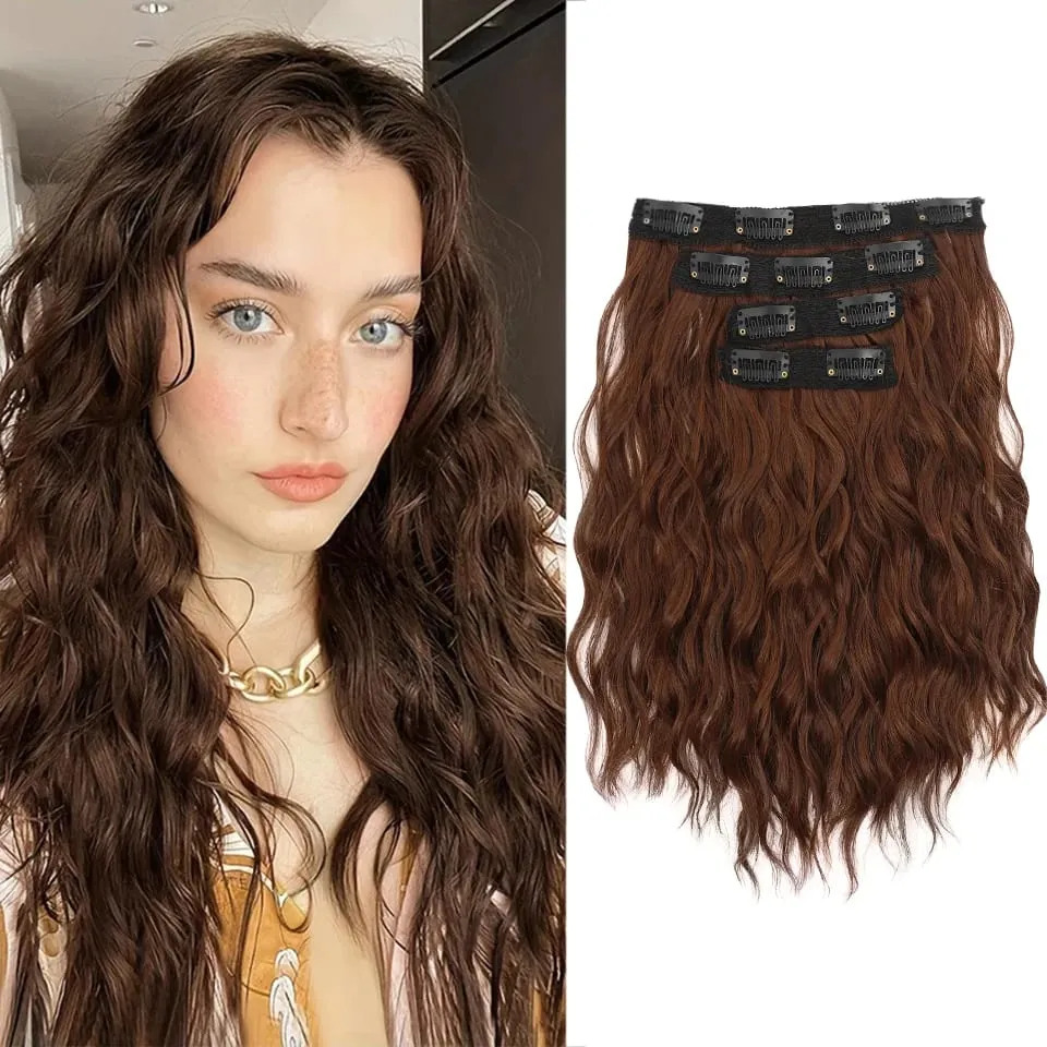 Estensioni dei capelli con clip a rotolo corto in quattro pezzi da 12 pollici, adatte per le riunioni quotidiane delle donne, Gestivals e celebrazioni