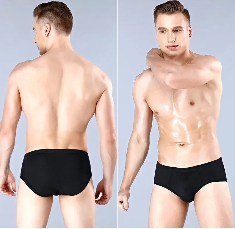 3 Packs Set Plus Size Solid Breathable Men Briefs Sexy Bamboo Fiber Hot Man Undrewear Black Sexy Male Panties New 5XL 6XL 2024 — image 12