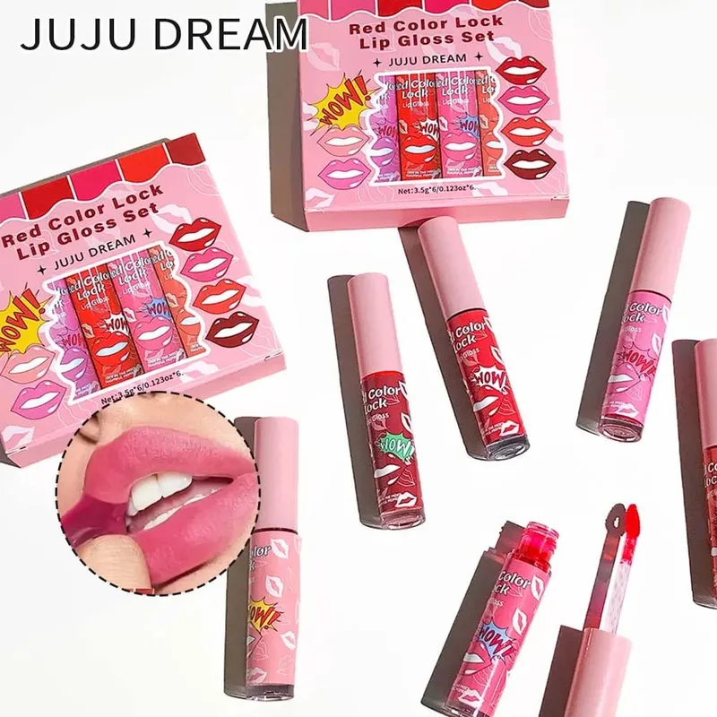 Mattes Lipgloss-Farbset mit 6 Geschmacksrichtungen – glatt, seidig, langlebig, resistent gegen Tassenflecken. Rotbraun-Rosa-Farbpalette für den Alltag — image 4