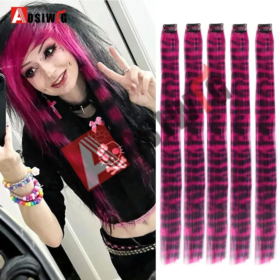 5PC สังเคราะห์ Feather Hair Extensions พร้อมคลิปทนความร้อนตรงผมสีสีดำคลิปผมสตรี 8G — image 18