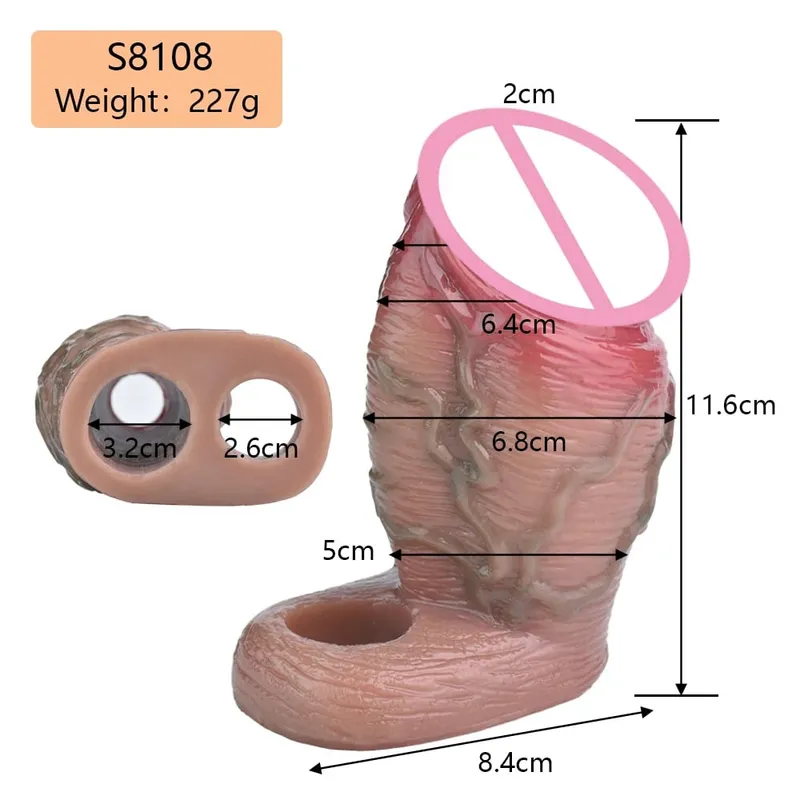7.2in สมจริงอวัยวะเพศชาย Reusable อวัยวะเพศชายกับแหวนซิลิโคนอวัยวะเพศชาย Enlarger ชายผู้ใหญ่ของเล่นสำหรับชาย — image 31