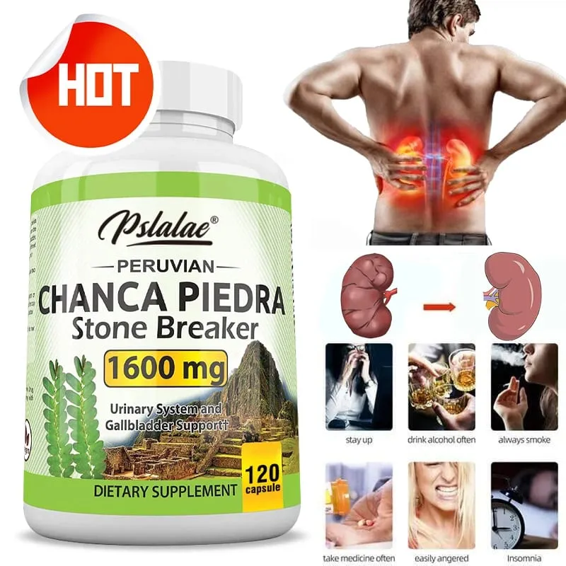 Chanca Piedra Capsules 1600mg - รองรับทางเดินปัสสาวะอาหารเสริมที่ไม่ใช่จีเอ็มโอบดหินไต — image 2