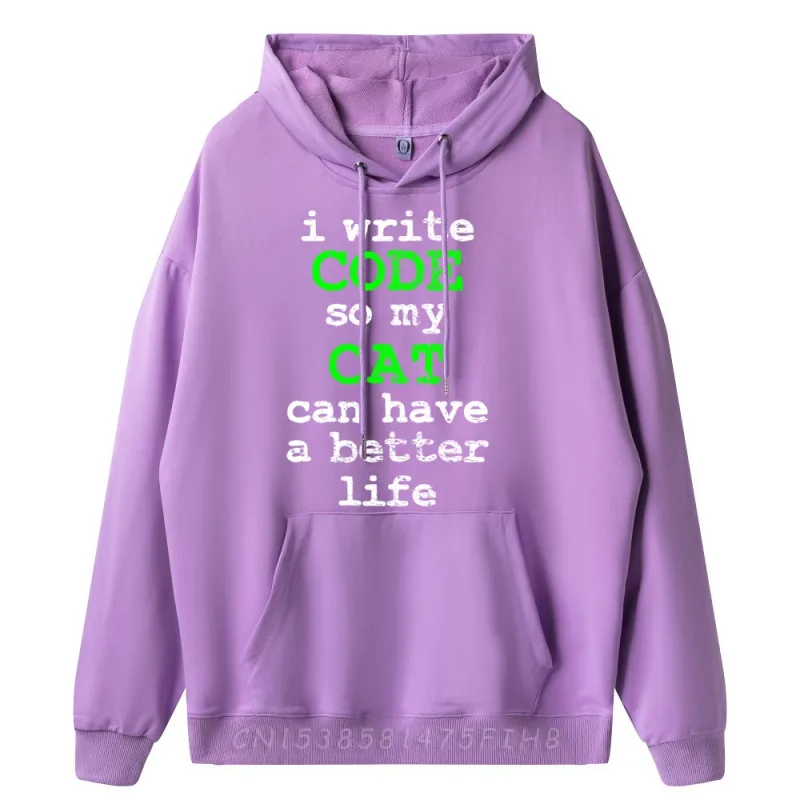 Code Coding Programmer Computer Science Cat Vintage Graphic Sweatshirts Men Oversize Man Hoodies Valentines Day — image 6