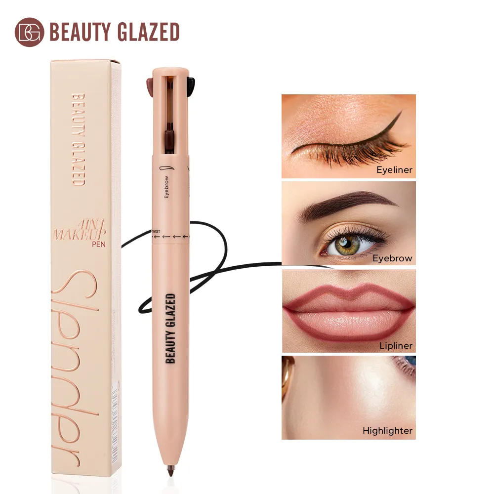 Matita per trucco multifunzionale smaltata di bellezza Matita per sopracciglia Eyeliner Lip Liner Evidenziatore 4 in 1 Penna a sfera per trucco Finitura opaca — image 2